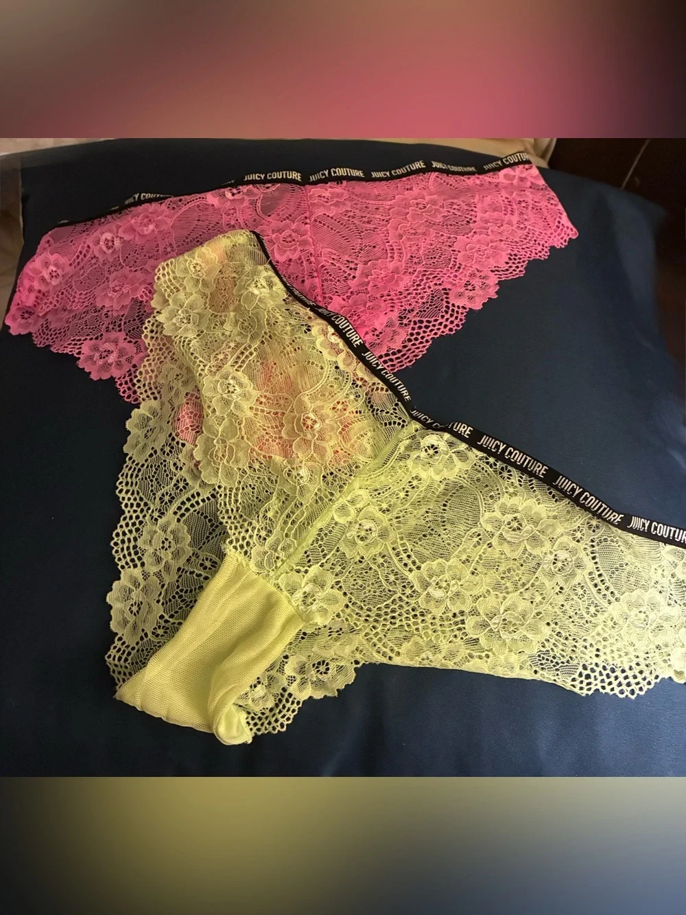 Juicy Couture Lace Bikini Briefs in Hot Pink & Lemon